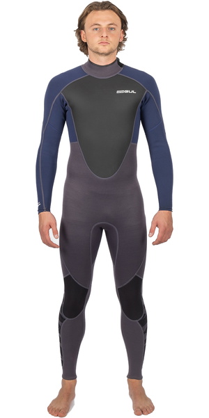 2026 Gul Hombres Response 3/2mm Flatlock Back Zip Neopreno RE1321-C1 - Grey / Navy